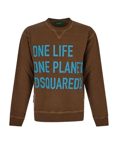 Dsquared2 One Life Crew-neck Sweatshirt In Brown
