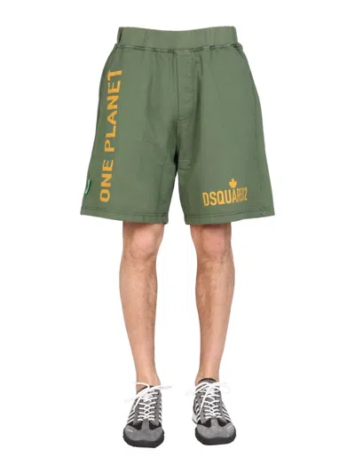 Dsquared2 One Life Organic Cotton Track Shorts In Green