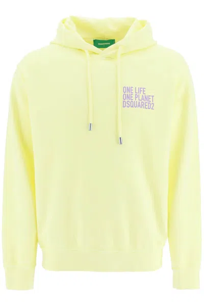 Dsquared2 One Life One Planet Hoodie In Dusty Lemonade (yellow)