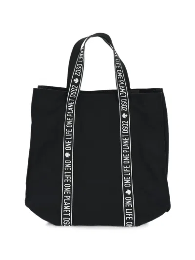 Dsquared2 One Life One Planet Logo-tape Tote Bag In Black
