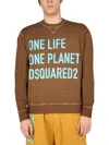 Dsquared2 Dsquared Men "one Life One Planet" Sweatshirt In Brown
