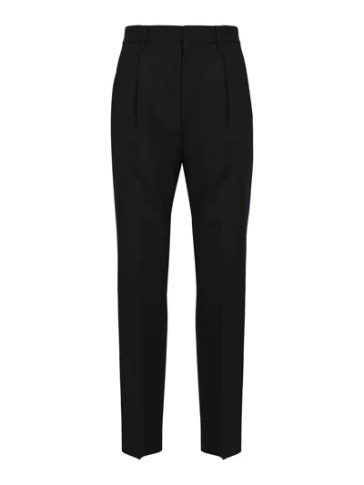 Dsquared2 One Pleat Wool Trousers In Black