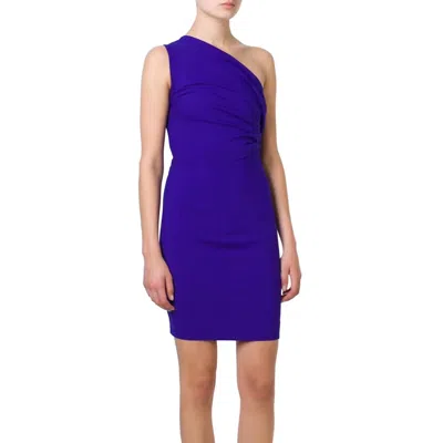 Dsquared2 One Shoulder Draped Mini Dress In Purple In Blue