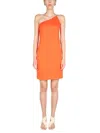 Dsquared2 Off-shoulder Knee-length Dress In Orange