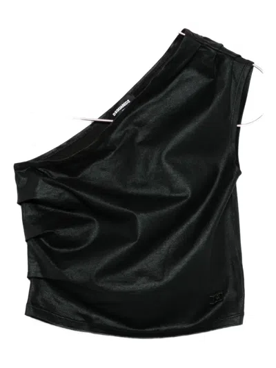 Dsquared2 Kids' One-shoulder Gathered Top In Black