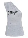 Dsquared2 One-shoulder Graphic-print Top In Gray
