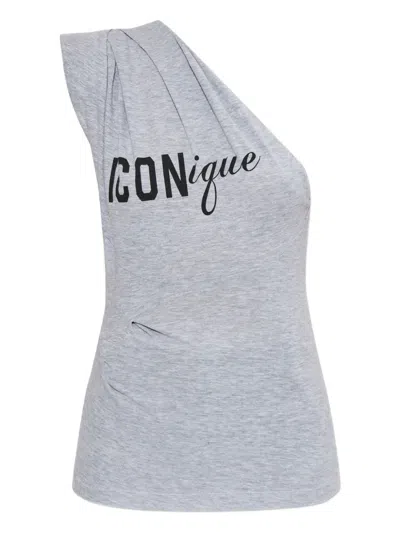 DSQUARED2 ONE-SHOULDER GRAPHIC-PRINT TOP