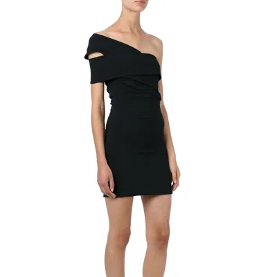 DSQUARED2 ONE SHOULDER MINI DRESS IN BLACK
