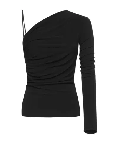 Dsquared2 One-shoulder Ruched Top In Black