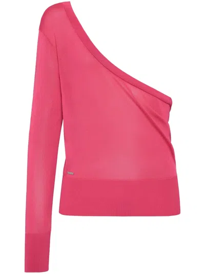 Dsquared2 One-shoulder Sweatshirt In Pink