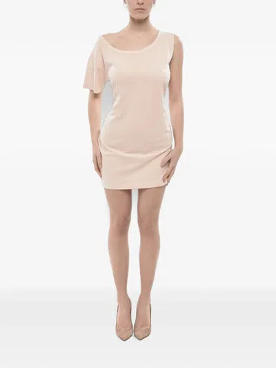 Dsquared2 One-shoulder Tie-belt Mini Dress In Pink