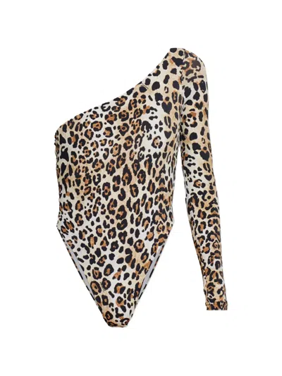 Dsquared2 One-sleeve Animal-print Body In Neutral