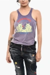 Dsquared2 Printed Cotton Blend Open Back Tank Top