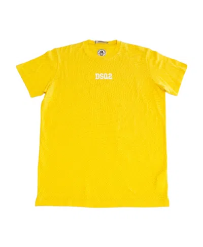 Dsquared2 Open-necked Black Shirt In Yellow