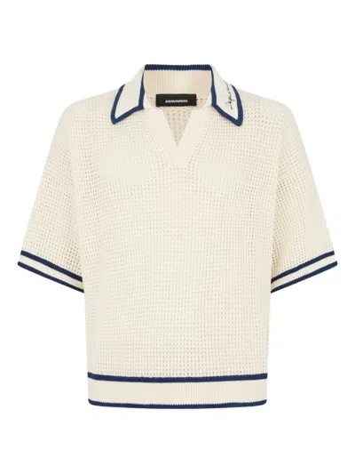 Dsquared2 Open Work Knit T-shirt In Neutral