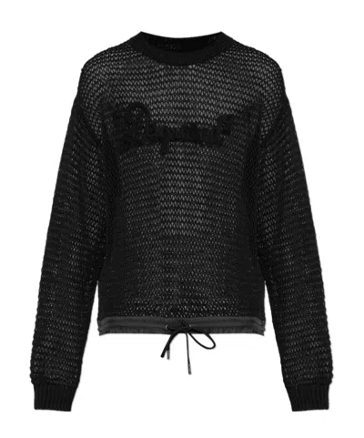 Dsquared2 Open Work-detail Embroidery-logo Sweater In Black