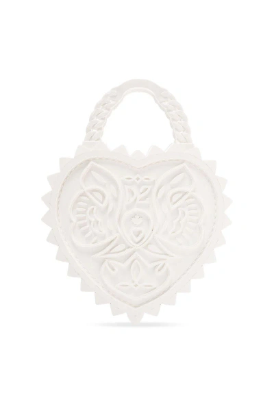 Dsquared2 Open Your Heart Top Handle Bag In Bianco
