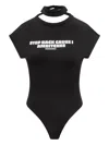 Dsquared2 Black Bodysuit With Print And Neck Tie In Black