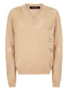 Dsquared2 Openwork-detail V-neck Sweater In Nude