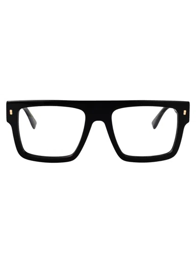 Dsquared2 Logo-debossed Square-frame Glasses In Schwarz