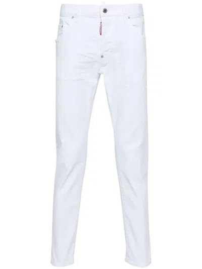 Dsquared2 Optical White Stretch-cotton Denim Jeans