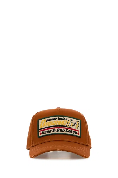 Dsquared2 Orange Cotton Baseball Cap In Brown