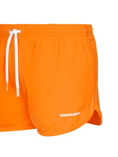 Dsquared2 Orange Logo Midi Swim Shorts