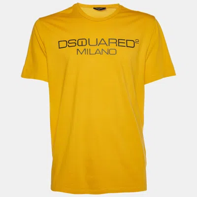 Pre-owned Dsquared2 Orange Logo Print Cotton Crew Neck T-shirt Xxl