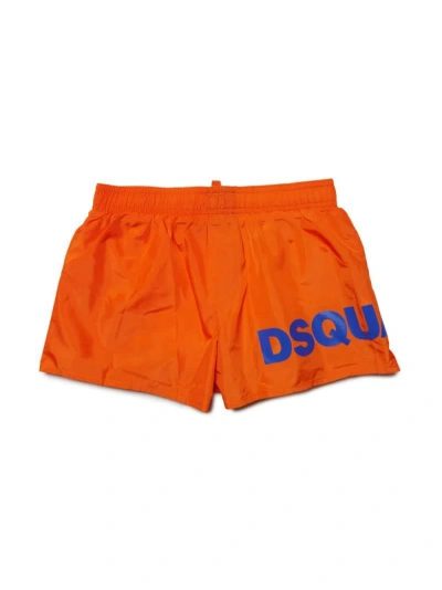 Dsquared2 Kids' Orange Swimsuit With Icon Logo