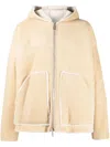 Dsquared2 Leather And Shearling Hooded Jacket In Neutrals
