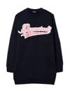 Dsquared2 Logo Print Cotton Sweat Dress In Blue
