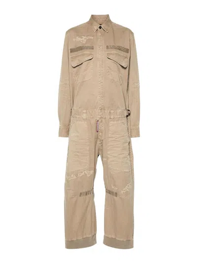 Dsquared2 Overdyed Military Jumpsuit In Color Carne Y Neutral