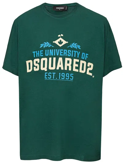 Dsquared2 Overfit T-shirt In Green Cotton With Print . In Verde