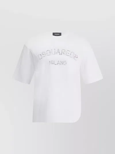 Dsquared2 Oversize Cotton T-shirt Monochrome Pattern In White