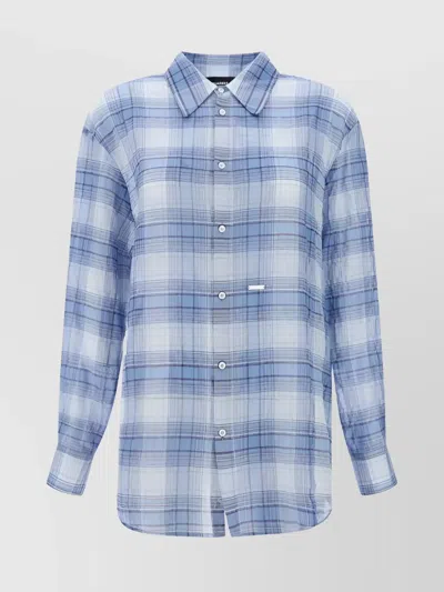 Dsquared2 Oversize Plaid Shirt With Adjustable Button Cuffs In Blue