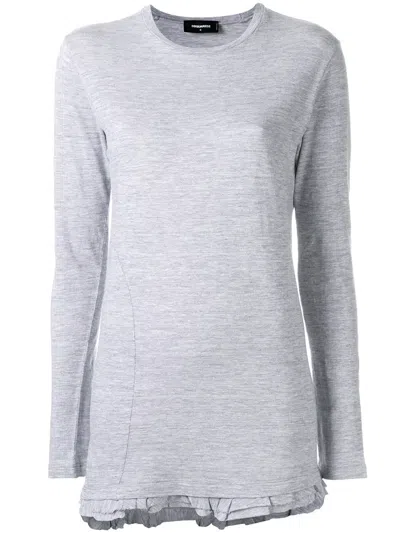 DSQUARED2 OVERSIZE RUFFLED HEM T-SHIRT