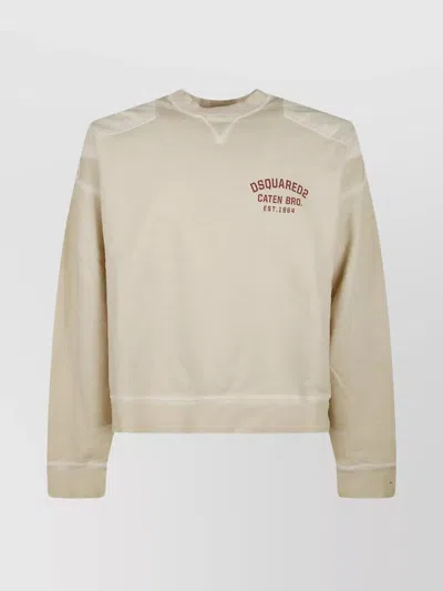 DSQUARED2 OVERSIZED CREWNECK COTTON SWEATSHIRT PATCHES