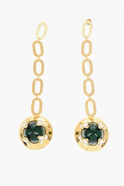 Dsquared2 Oversized Golden Effect Earrings With Jewels