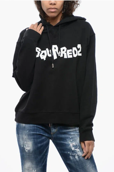 Dsquared2 Oversized Hoodie With Graphic Logo In Black