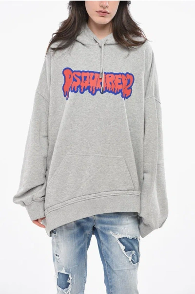 Dsquared2 Oversized Hoodie With Patch Pocket Grösse Xs In Gray