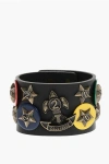 Dsquared2 Oversized Leather Boy Scout Bracelet Embellished With Brooch