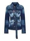 Dsquared2 Oversized Shirt In Blue Stretch Cotton Denim In Blue