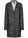 Dsquared2 Herringbone Wool Blend Coat In Black