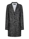 Dsquared2 Herringbone Wool Blend Coat In Black