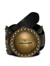 Dsquared2 Oversized Studded Leather Belt In Black