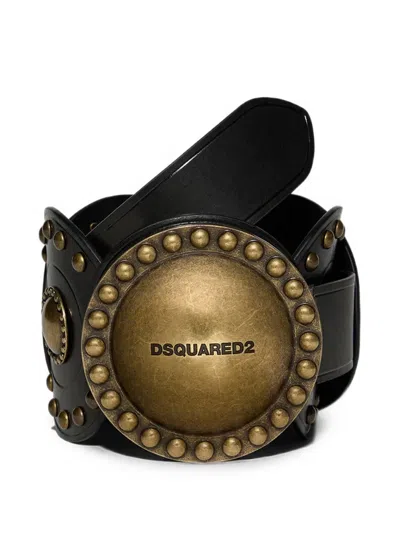 Dsquared2 Oversized Studded Leather Belt In Black