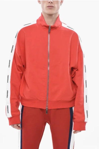 Dsquared2 Oversized Sweatshirt With Branded Side Stripes In Orange
