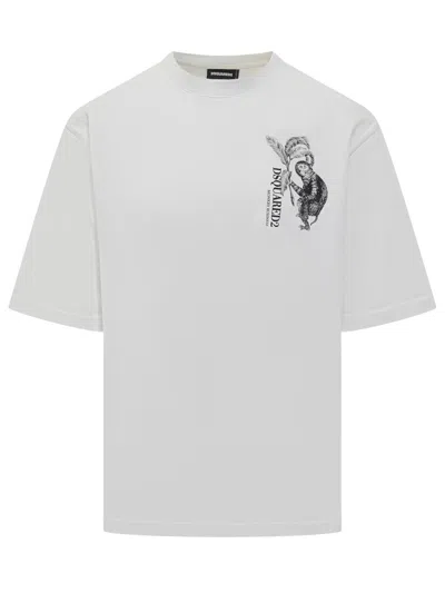 Dsquared2 Oversized T-shirt With Graphic Print In White