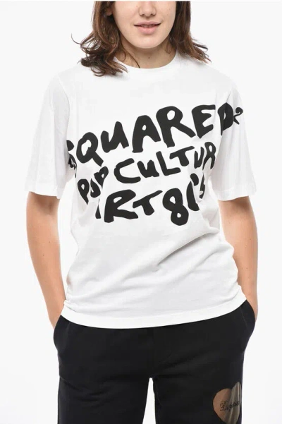 Dsquared2 Oversized T-shirt With Printed Logo In Brown