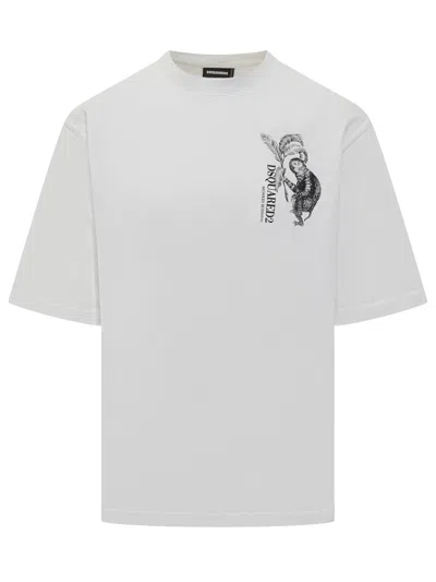 DSQUARED2 DSQUARED2 OVERSIZED T-SHIRT WITH STAMPAINT